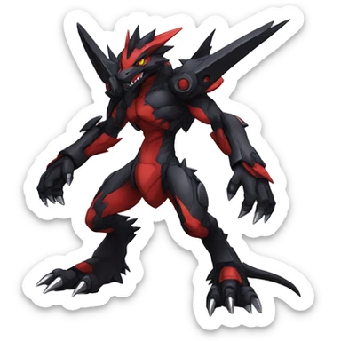  Cool Edgy Black Red Digimon-Fakemon-Garurumon full body sticker