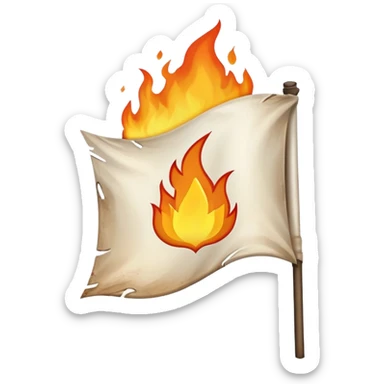 plain white flag burning with flames sticker