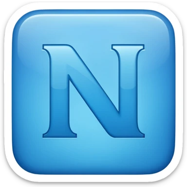 capital letter "N" printed in blue square in middle sticker