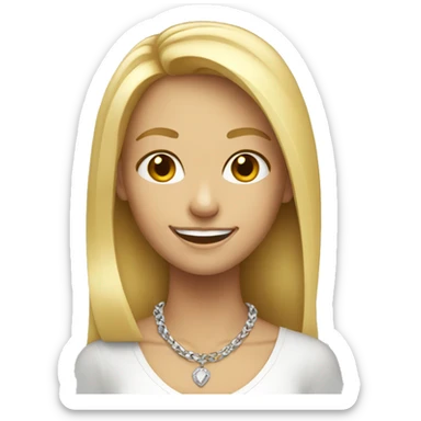 Thin smiling blonde female with necklace sticker