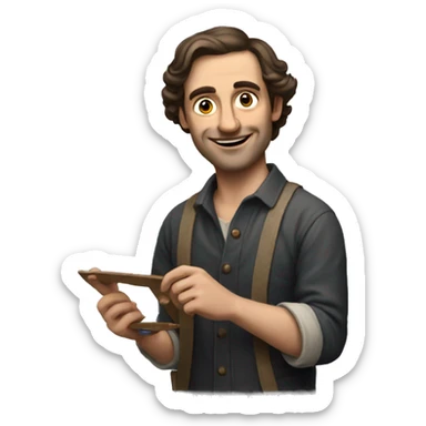 European artist man holding a palette sticker