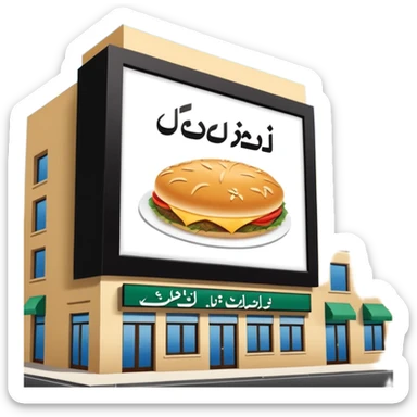 make a billboard on top of a healthy restaurant building written on it "مطعم صحي"  sticker