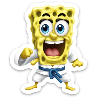 SpongeBob doing karate with Xi jinpeng  sticker