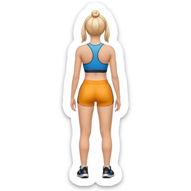 sporty woman cartoon emoji style without cloths back view sticker