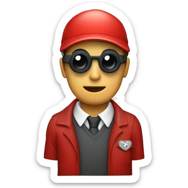 Persona con polo rojo agarrando su binocular con sus manos  sticker