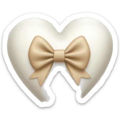 white heart with beige bow sticker