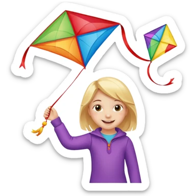 little girl kid with kite sticker