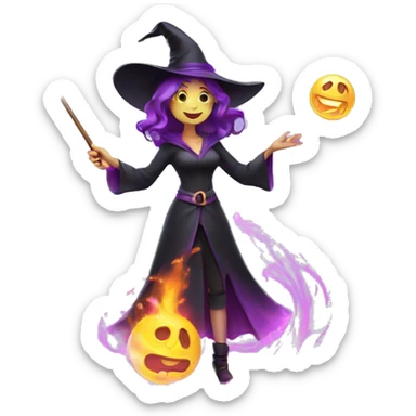 witch casting spell with a Magic wand sticker