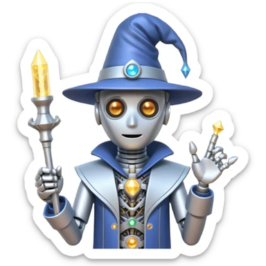 un mago robot programador sticker