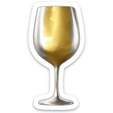 A reflective, crinkled silver or gold foil hides a wine glass shape, like a stemmed wine glass sticker