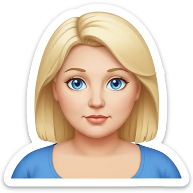 A middle aged plus size woman with blonde hair and blue eyes sticker