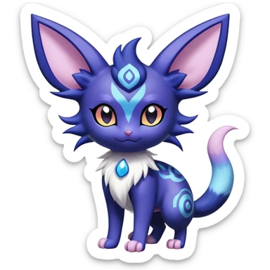 Shiny Cute Adorable Espeon-Litten-Noibat-Meowstic-Hybrid-Creature with pattern-markings sticker