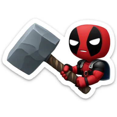 Deadpool with thors hammer sticker