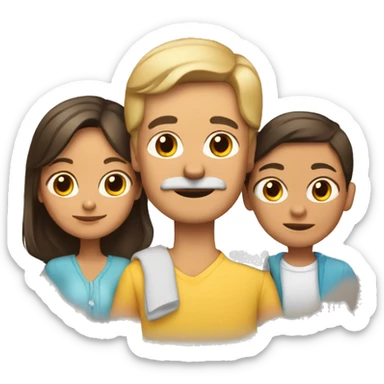 una familia de un padre una madre una hija y dos perritas chihuahuas sticker