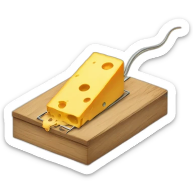 mouse trap with cheese on it and box sticker