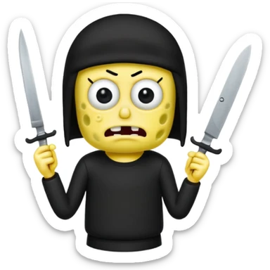 Emo SpongeBob holding a knife sticker