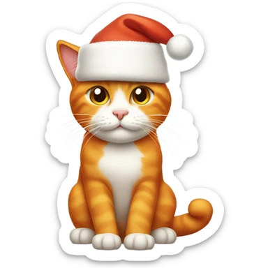 Orange Cat with Santa hat sticker