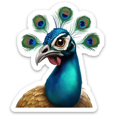 Peacock but with chicken head sticker
