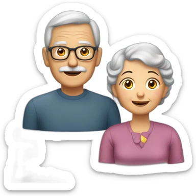 abuelo canoso y abuela castaña sticker