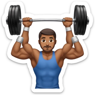brown muslim man pushing weight sticker