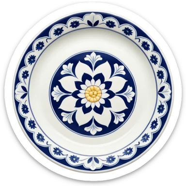 Beautiful white floral plate facing up sticker