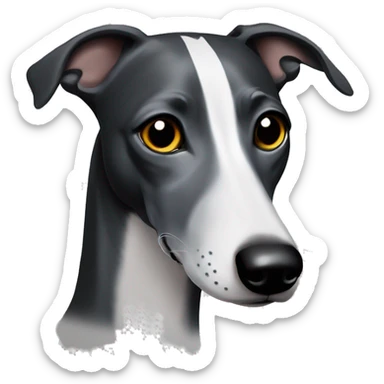 Black Whippet with a white stripe on its nose sticker