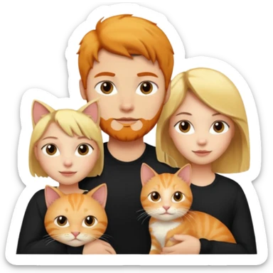 There is a blonde girl, a ginger cat, and a black-haired guy. sticker