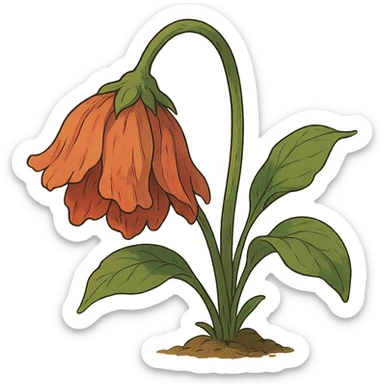 ghibli style wilted flower sticker