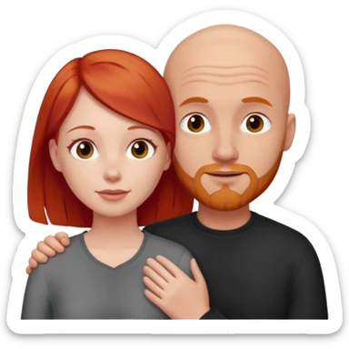 Très amoureux gars chauve fille rousse sticker