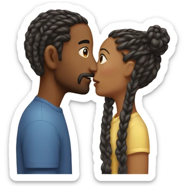 male with braids kissing female brown hair head only sticker