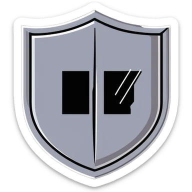 cartoonish sticker of a shield and uzi sticker