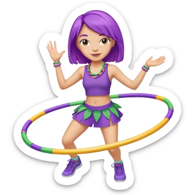 purple haired light skinned woman hula hooping sticker