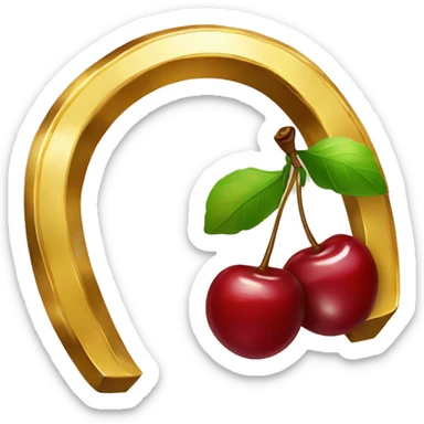 Gold lucky Horseshoe and pair of cherries  sticker