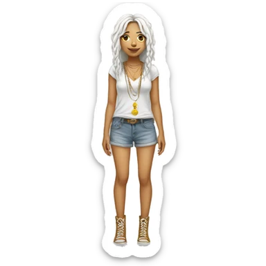 full body white hippy girl with nose ring  sticker