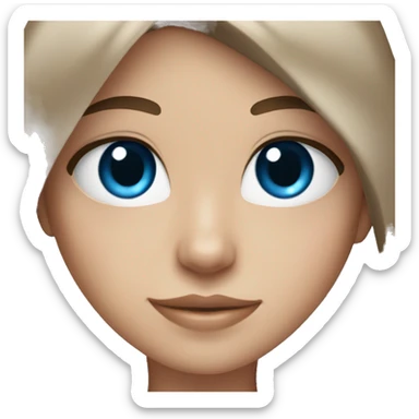 Girl with long brown hair and blue eyes holding a black cat sticker