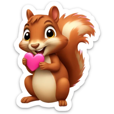 squirrel with hearts sticker