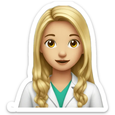 young girl with long hair working in a pharmacy sticker