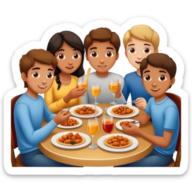 groupe d'adolescents espagnols, au restaurant, en Espagne, mangeant des tapas sticker