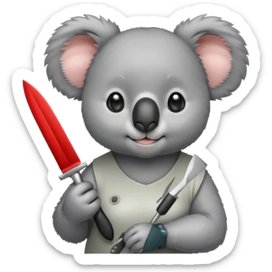 Female koala with knife sticker