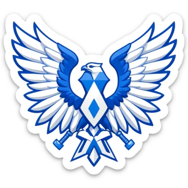 Survey Corps logo from Attack on Titan, Wings of Freedom emblem, overlapping blue and white wings sticker