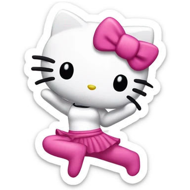 Hello kitty doing a split sticker