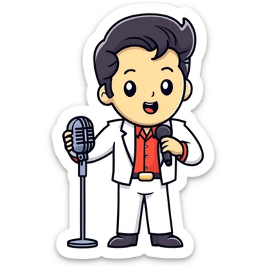 Elvis singing with a mic sticker