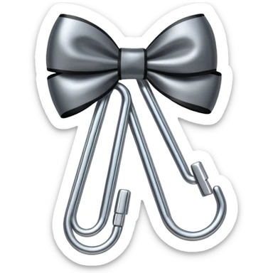 one silver paper clip with a black bow in the middle sticker