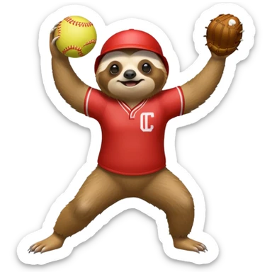 a sloth pitching a softball sticker
