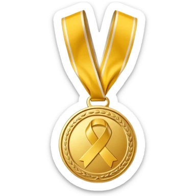 JUST THE CIRCLE  golden medal with a glossy finish, featuring a central gold awareness ribbon symbol sticker