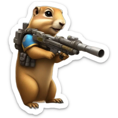 Prairie dog from World of Warcraft holding a bazooka bigger than him sticker
