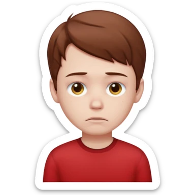 Sad boy with red shirt sticker