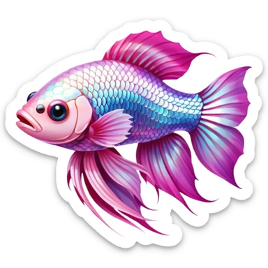 cute pink and white betta fish sticker