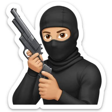 guy in a balaclava shooting a pistol sticker