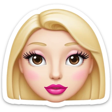 Standard emoji with pink pout lips and thick eyelashes  sticker